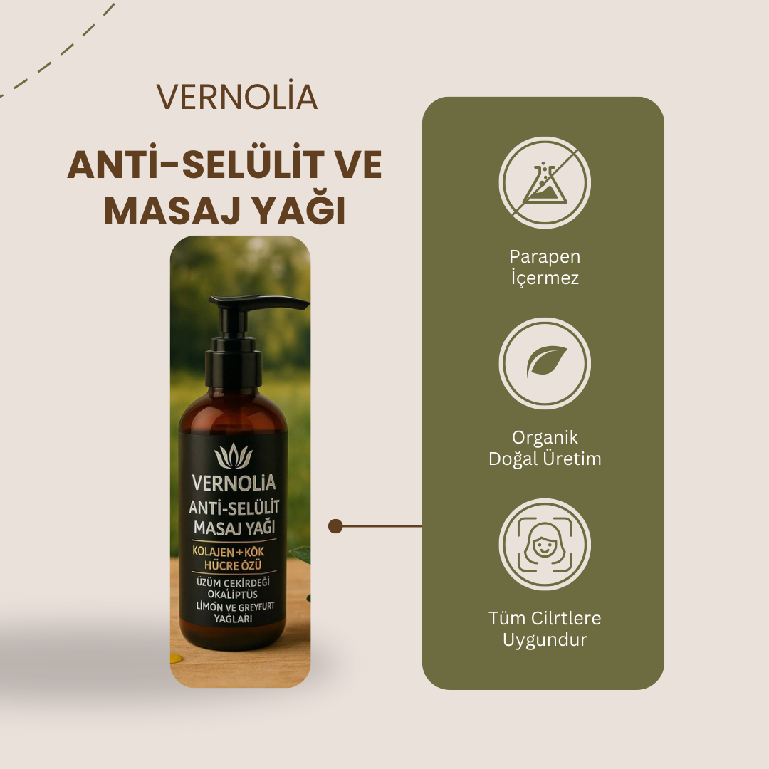Vernolia Anti-Selülit Masaj Yağı – Kolajen & Kök Hücre Destekli
